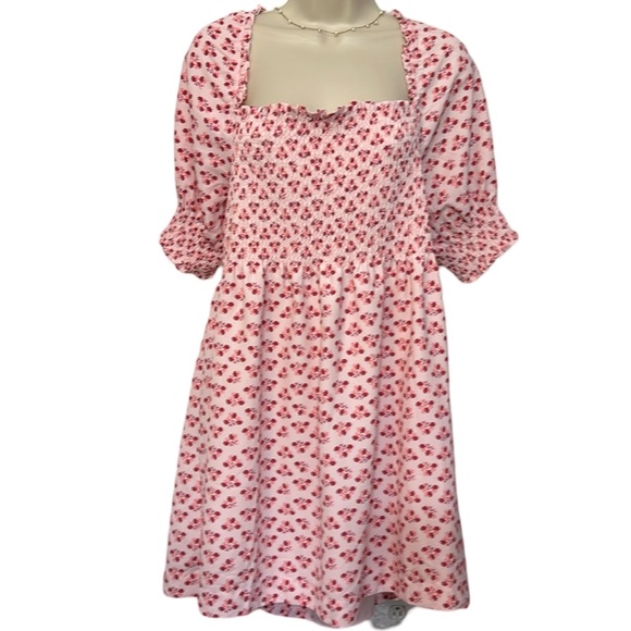 NWT Hill House Home Athena Nap Dress in Pink Spaced Floral Poly Crepe - Picture 3 of 7
